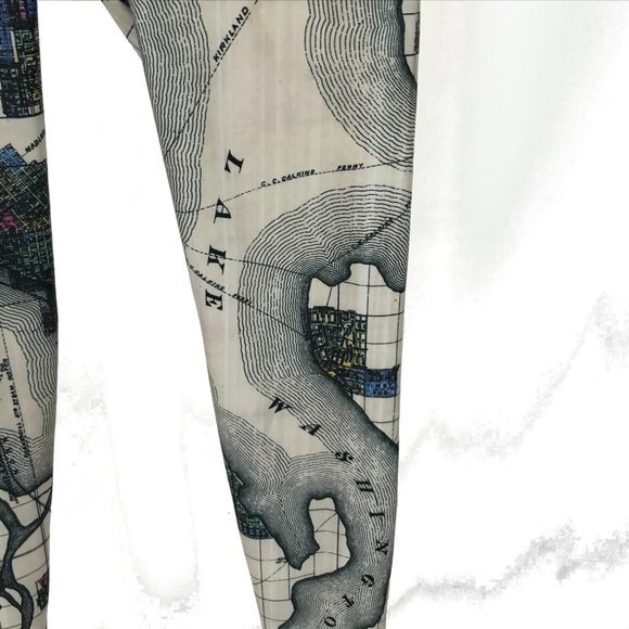 Women Size XL Bombsheller Seattle Washington 1890 City Map Workout Yoga Leggings - Picture 4 of 8